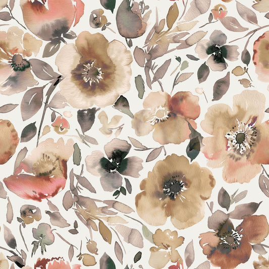 Psychedelic Spring Poppies Vintage Rustic Wallpaper⁠