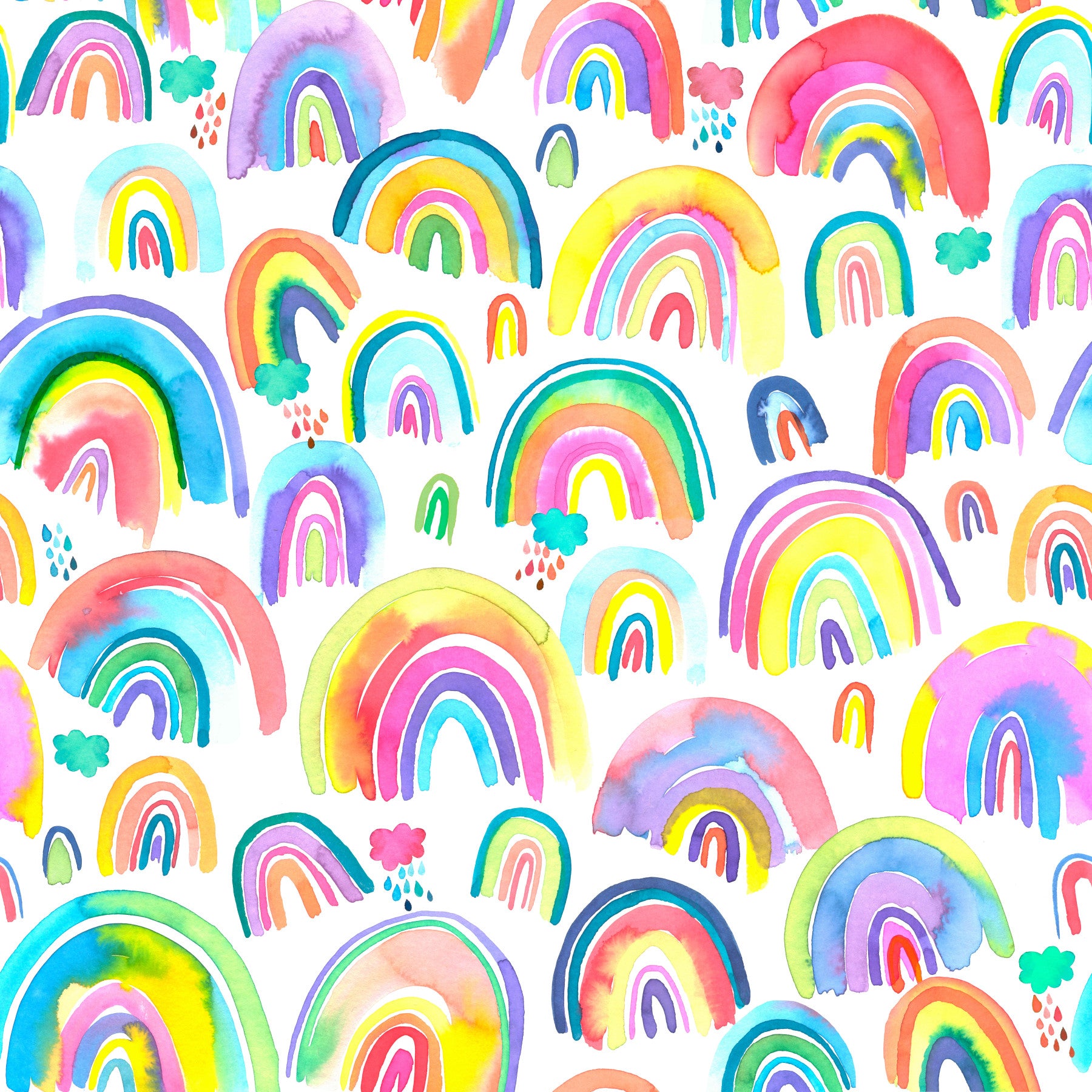 Rainbows Watercolor Multi Bright Neon Wallpaper⁠