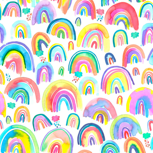 Rainbows Watercolor Multi Bright Neon Wallpaper⁠