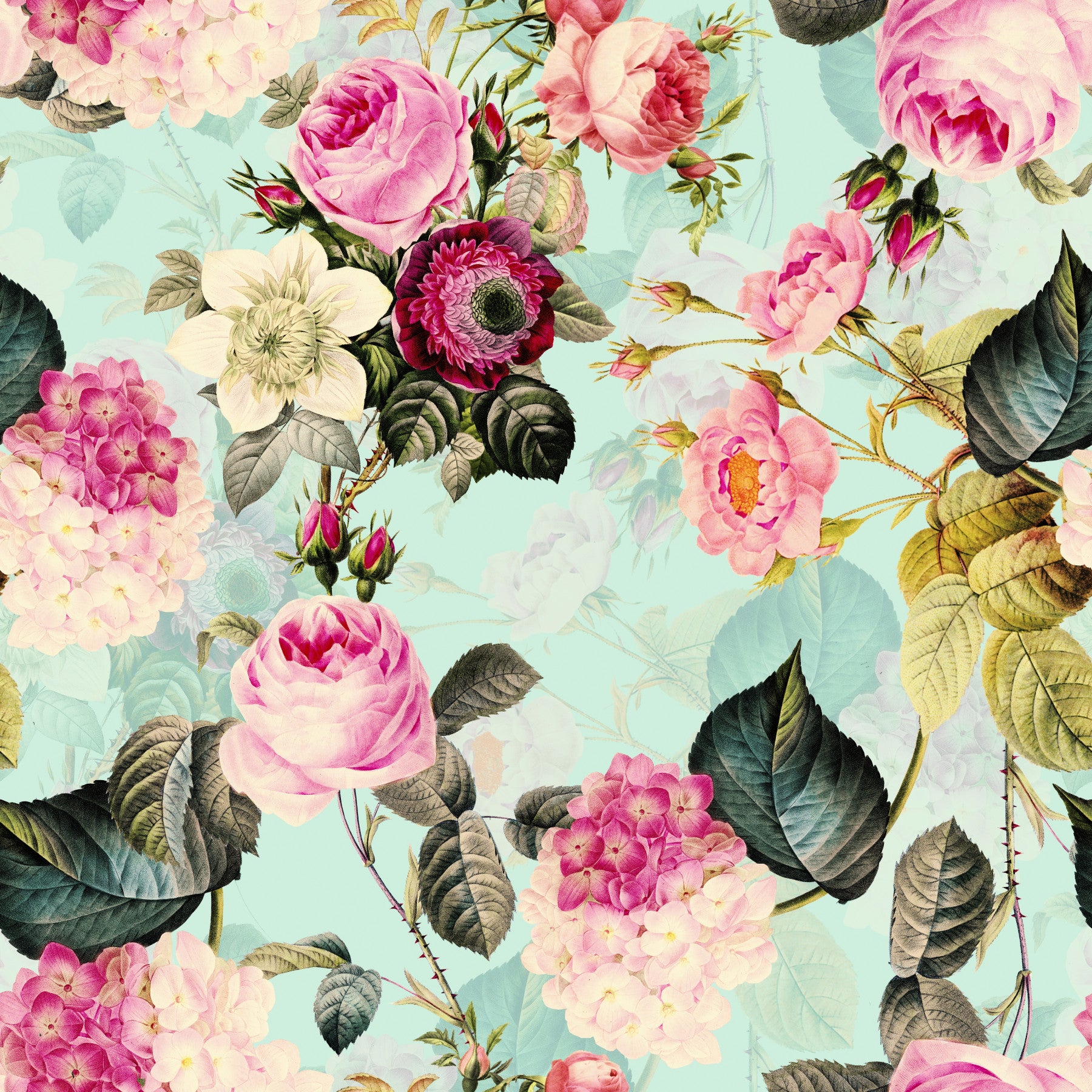 Vintage Rose Garden Rhapsody Wallpaper⁠
