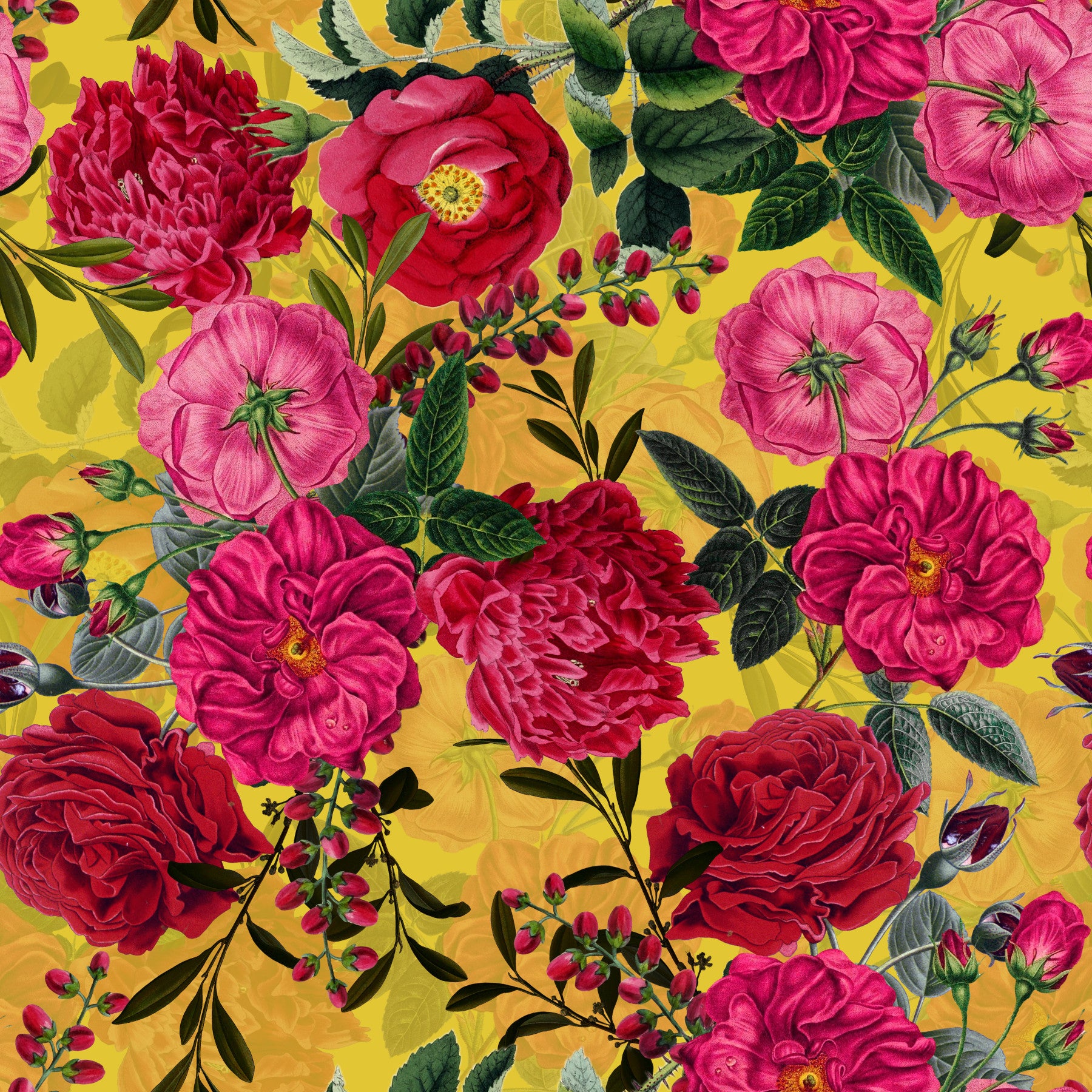 Vibrant Vintage Roses Wallpaper⁠