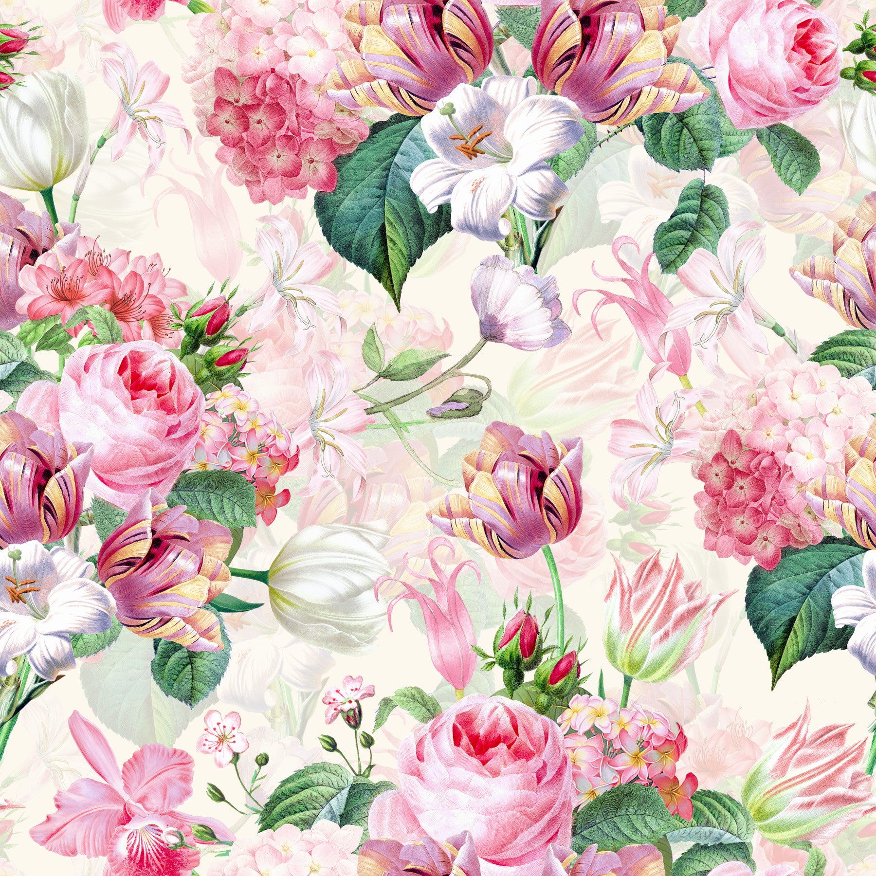 Whimsical Watercolor Roses Garden Wallpaper⁠