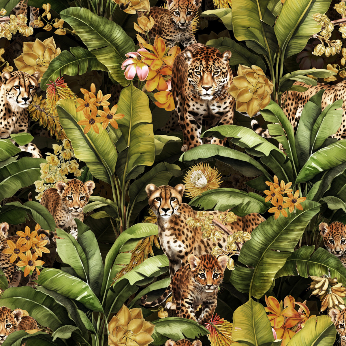 Golden Jungle Wallpaper⁠ in your room — zoomed