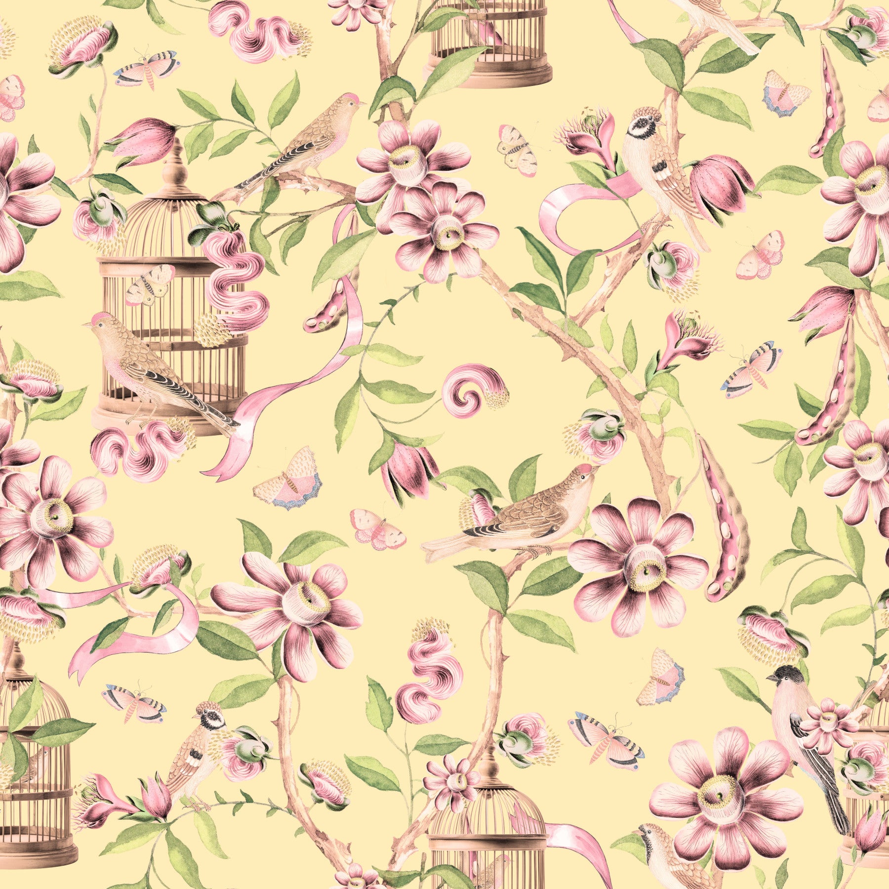 Romantic Chinoiserie Birds Wallpaper⁠