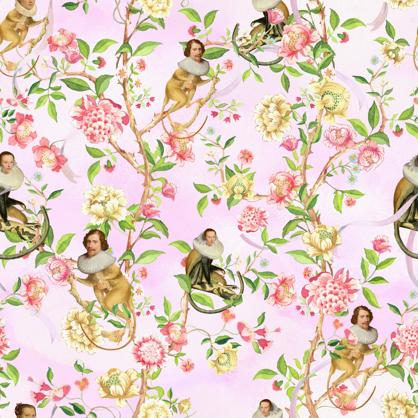 Aristocratic Monkeys in Bloom Wallpaper⁠