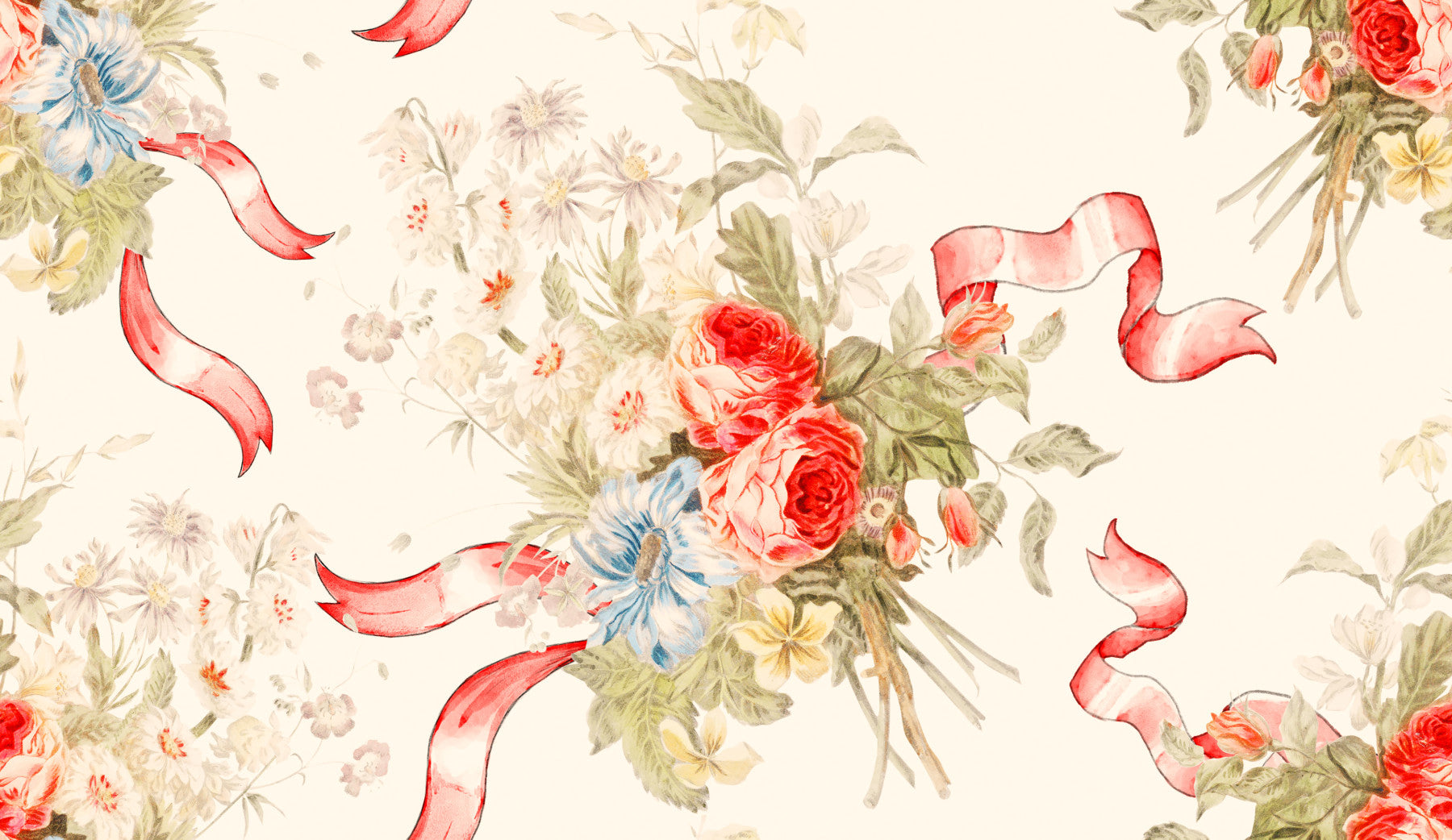 Whimsical Rose Garden Wallpaper⁠