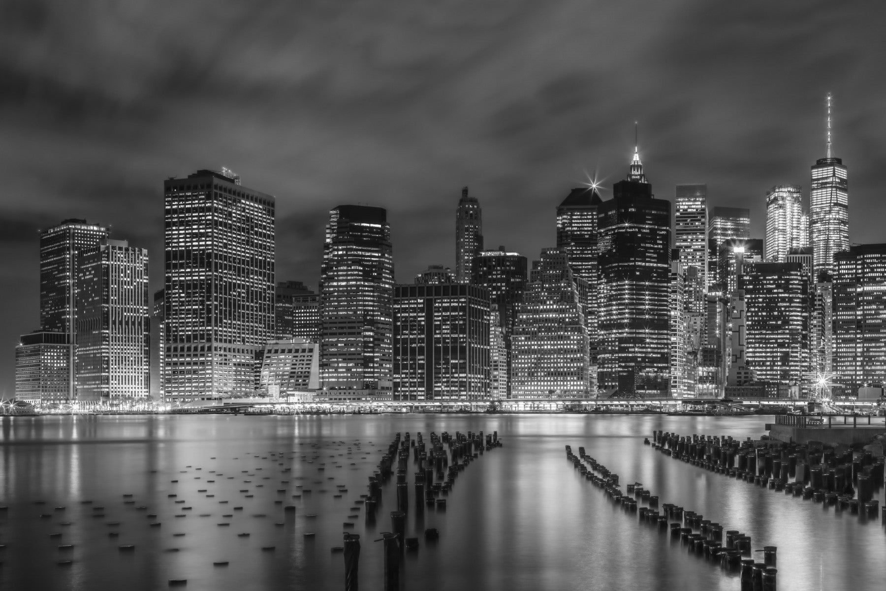 NEW YORK CITY Monochrome Night Impressions  Wall Mural
