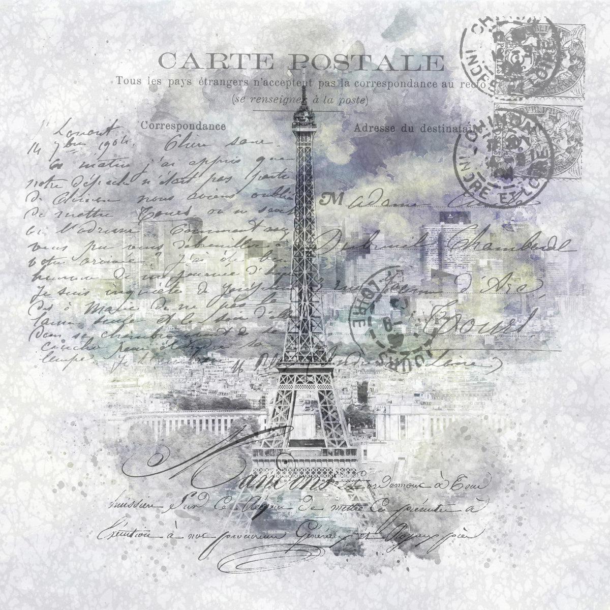 Paris Collage | Overlooking the city from Montparnasse Tower Wall Mural