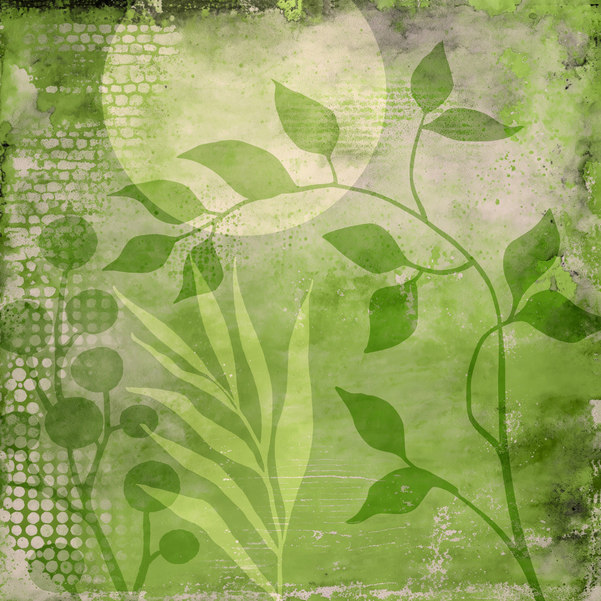 Abstract Greenery Mixed Media Art Wall Mural