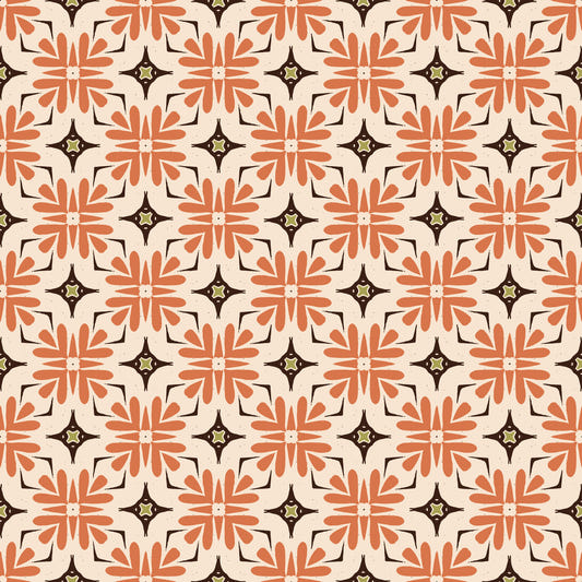 Bohemian Organic Tile Orange Wallpaper⁠