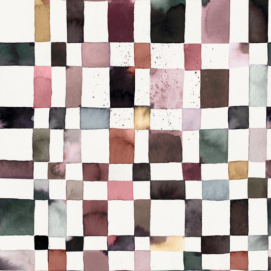 Watercolor Checker Geometric  Wallpaper⁠