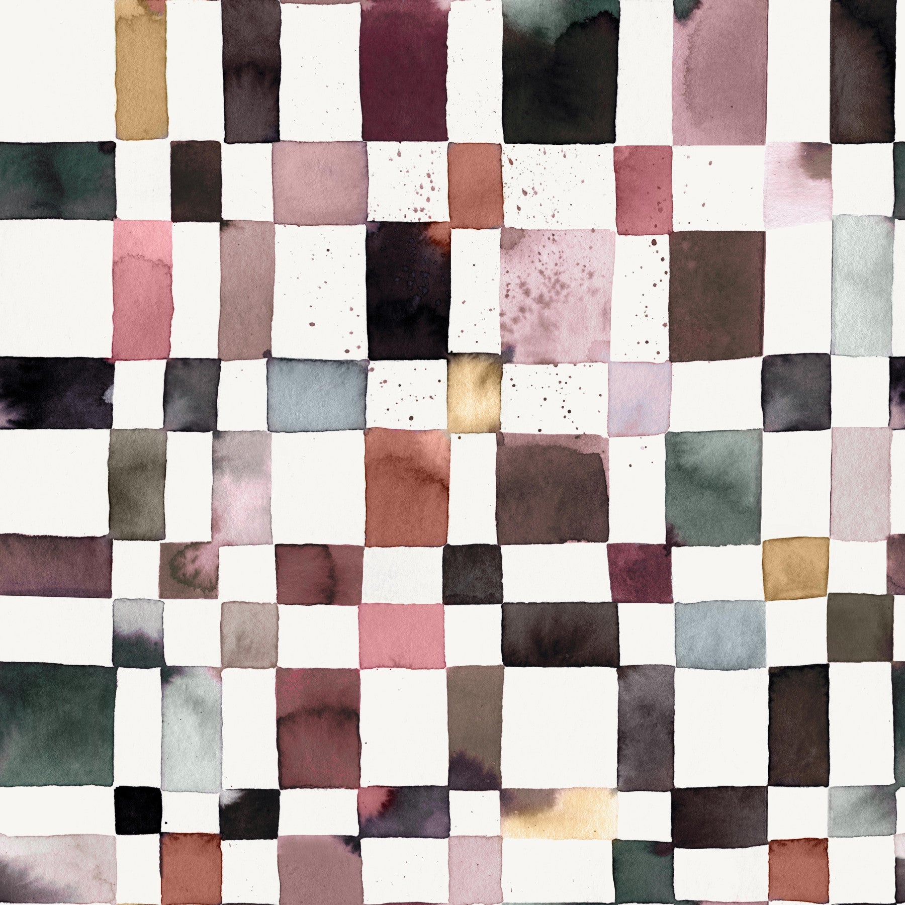 Watercolor Checker Geometric  Wallpaper⁠