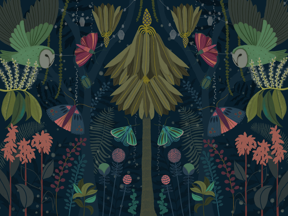 Enchanted Night Garden Wall Mural in your room — zoomed