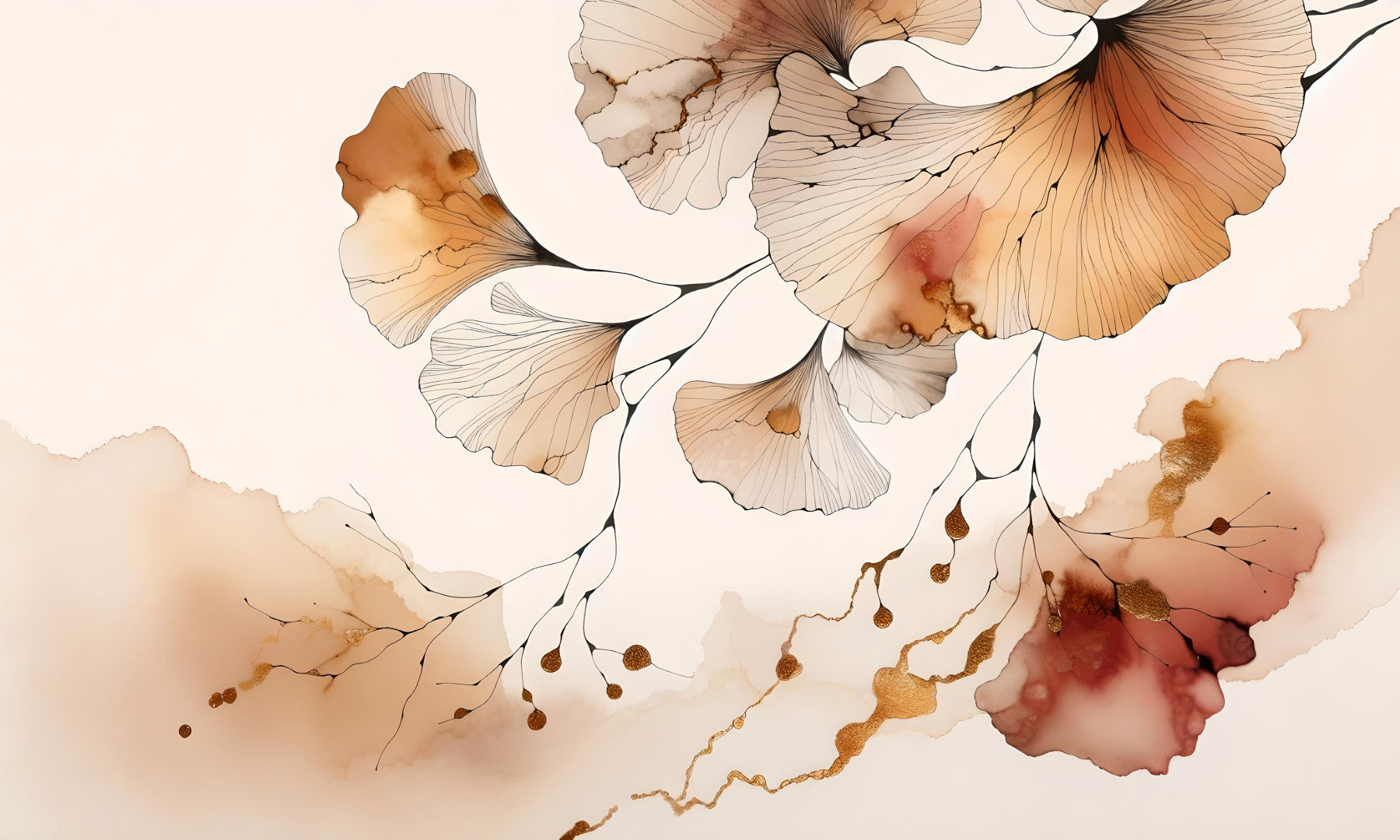 Amber Ginkgo Dreams Wall Mural