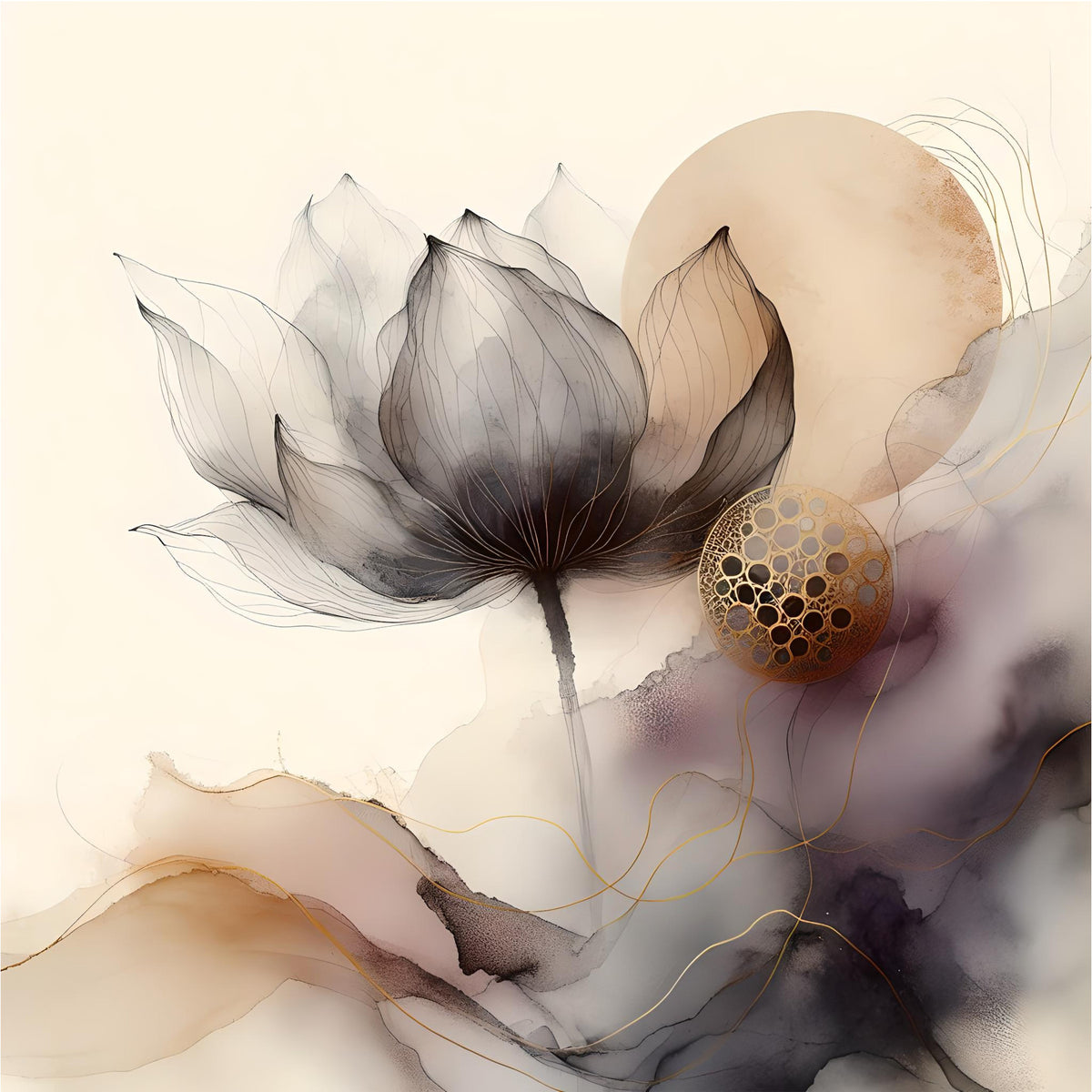 Ink Wash Floral Haze Wall Mural in your room — zoomed