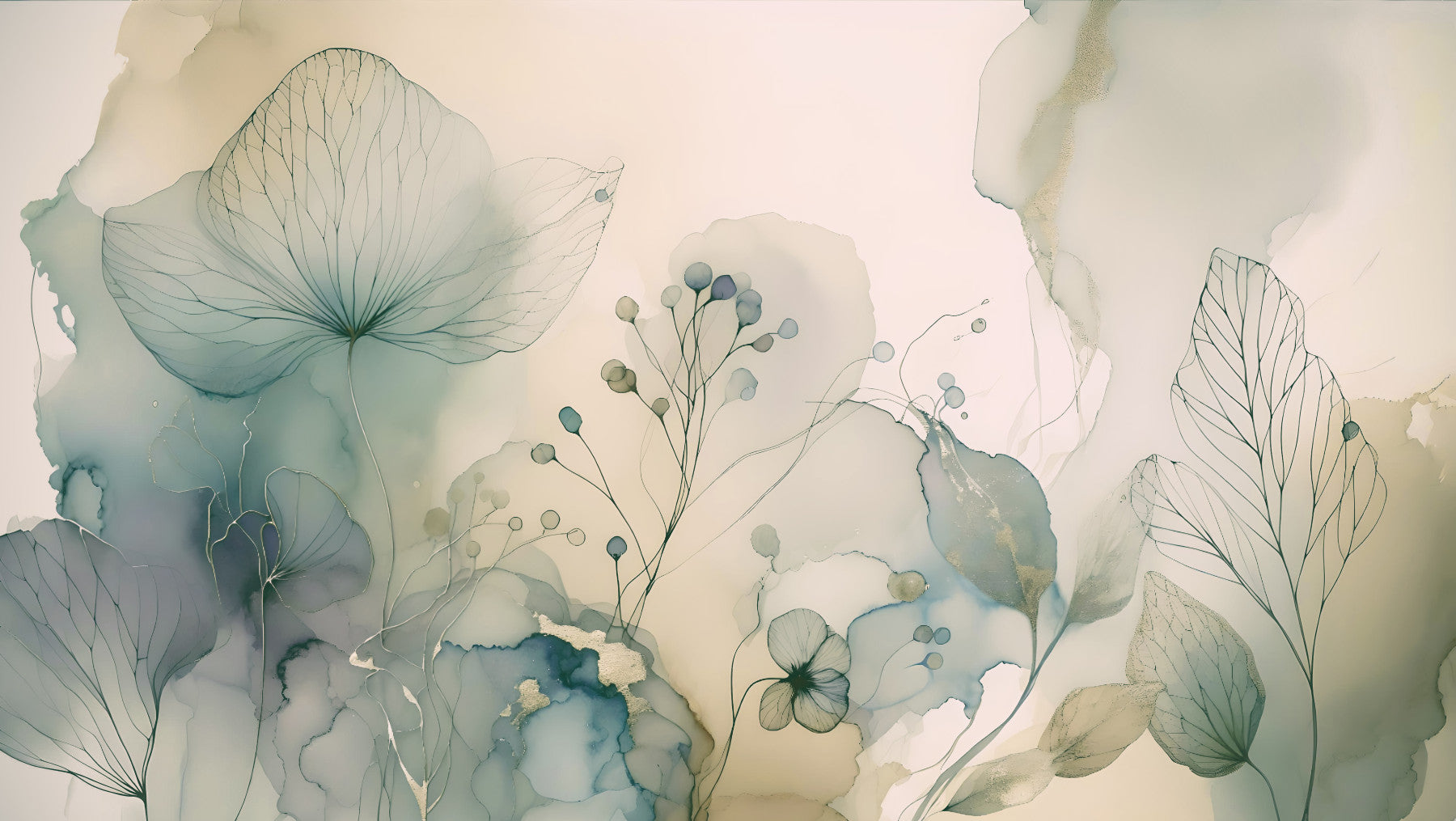 Soft Floral Dreamscape Wall Mural in your room — zoomed