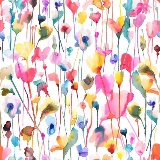 Wild Flowers Watercolor Pink Wallpaper⁠