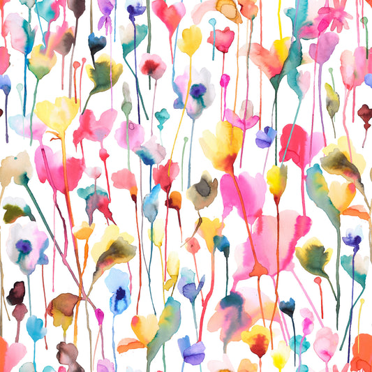 Wild Flowers Watercolor Pink Wallpaper⁠