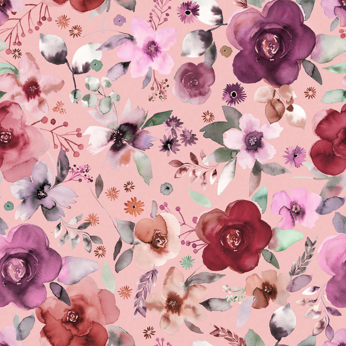 Wintery Bouquets Flowers Soft Pink Wallpaper⁠ in your room — zoomed