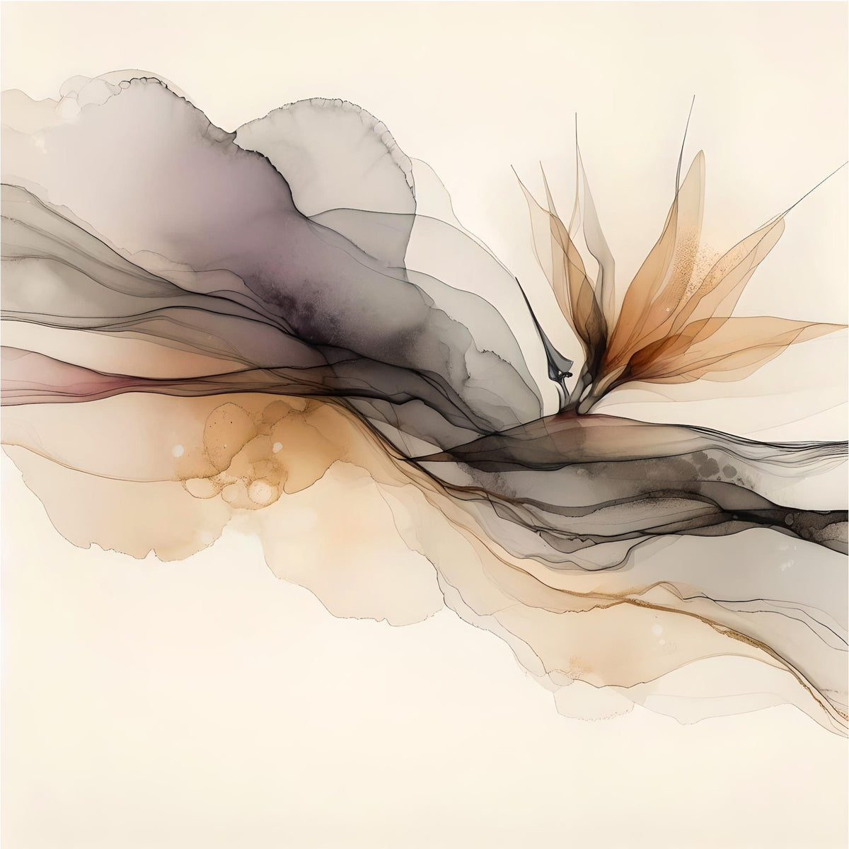 Ethereal Ink Flow Wall Mural in your room — zoomed