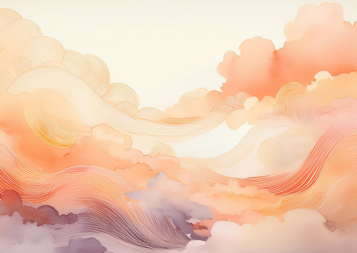 Coral Dream Swirls Wall Mural in your room — zoomed