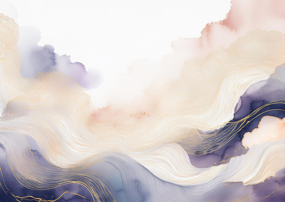 Lavender Cloud Forms Wall Mural in your room — zoomed