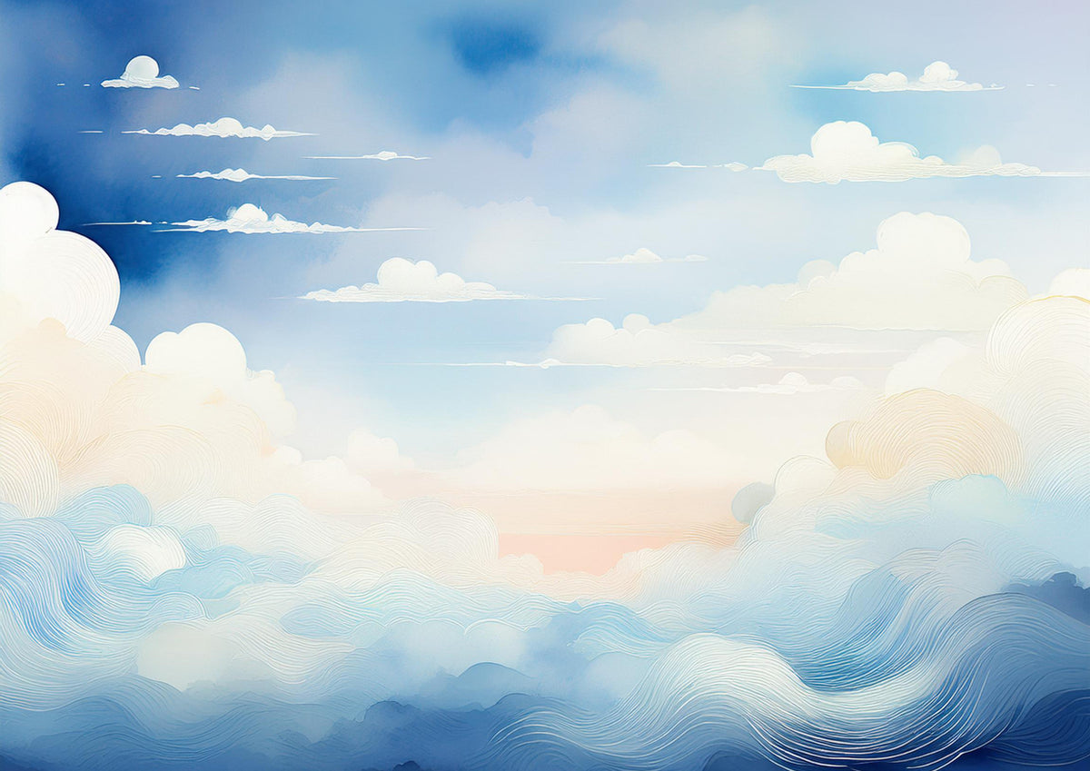 Celestial Blue Sky Wall Mural in your room — zoomed