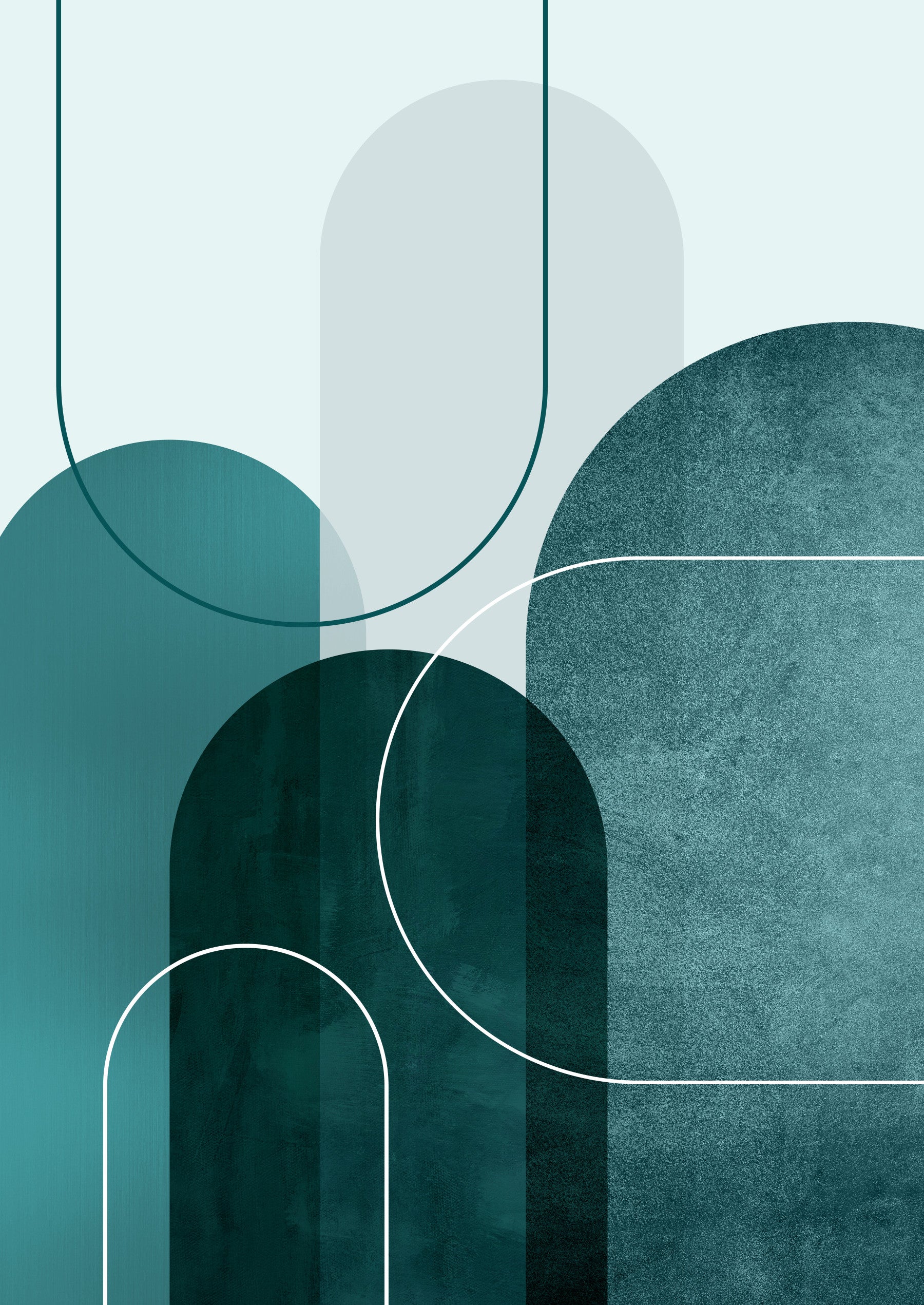 Modern Teal Arches 2 Wall Mural in your room — zoomed