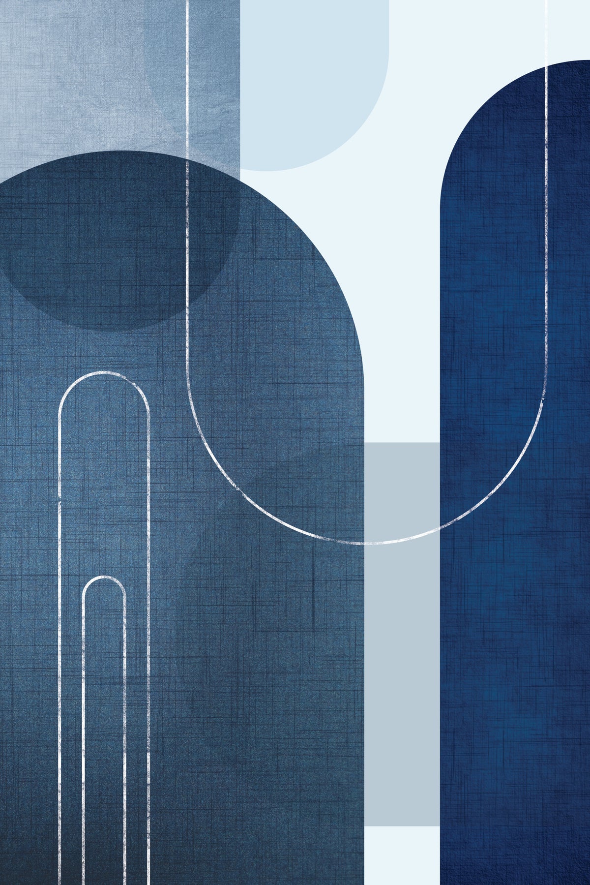 Mid Century Blue Linen 1 Wall Mural