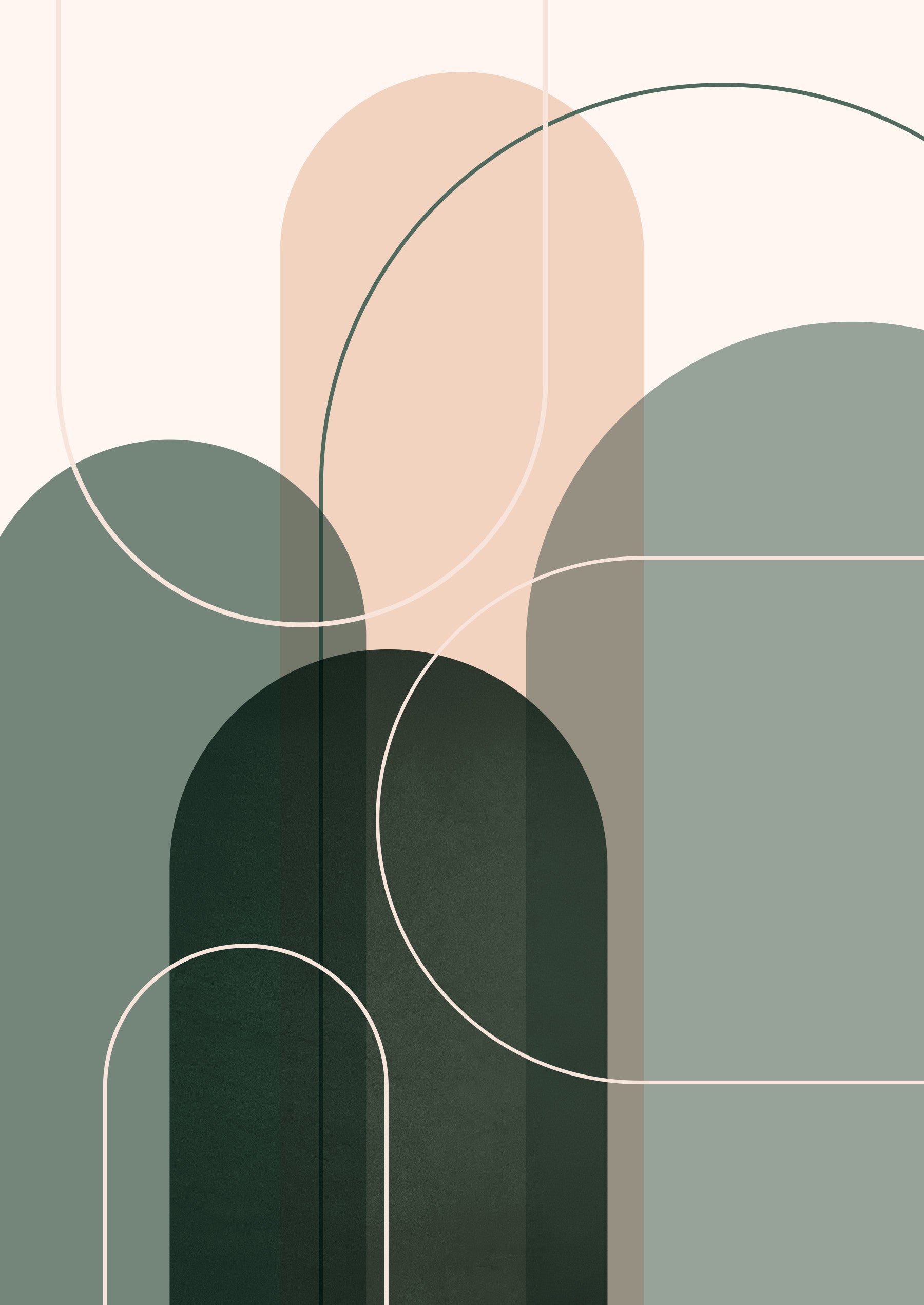Sage Green Flow 2 Wall Mural in your room — zoomed