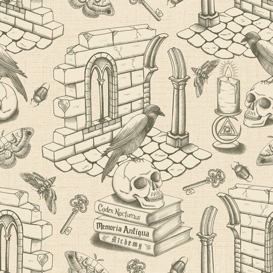 Dark Academia Toile de Jouie -  Olive Green Wallpaper⁠