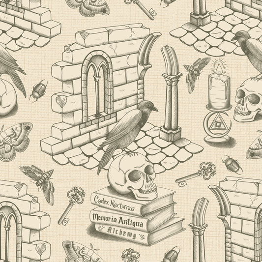 Dark Academia Toile de Jouie -  Olive Green Wallpaper⁠