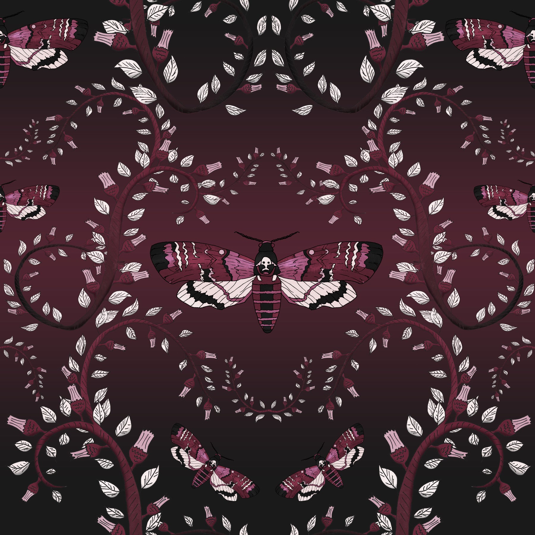 Crimson Moth Dance Wallpaper⁠ in your room — zoomed