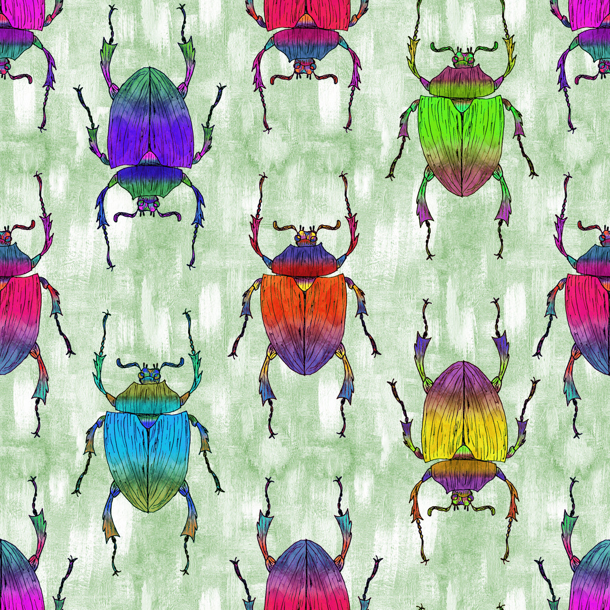Rainbow Bugs Green Background Wallpaper⁠ in your room — zoomed