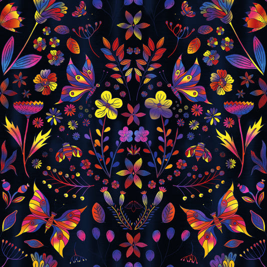 Wild Spring Garden Vivid Metallic Wallpaper⁠