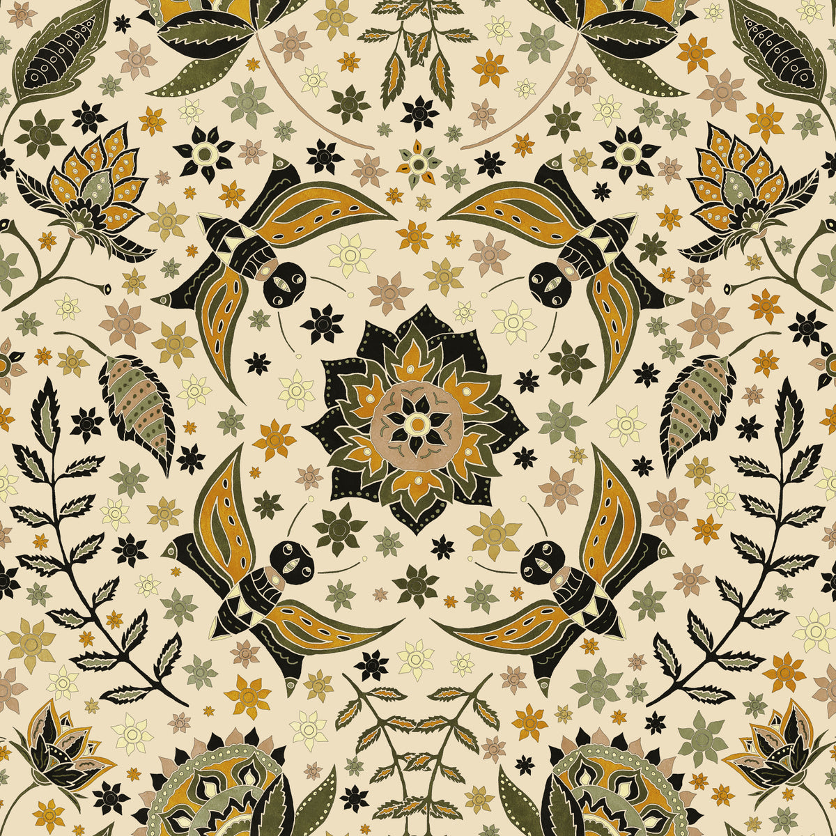 The Golden Moth Garden Wallpaper⁠ in your room — zoomed