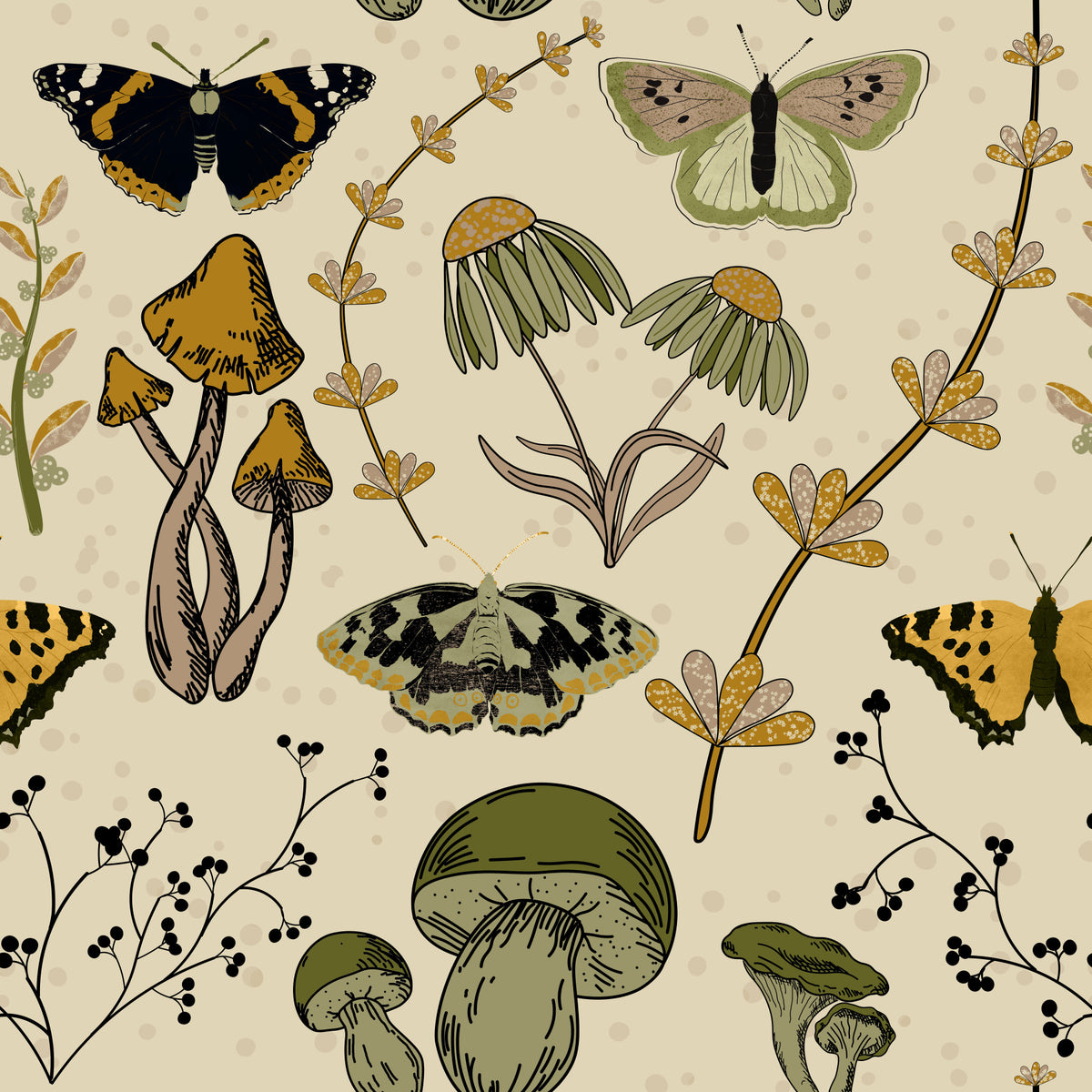 Wild Autumnal Meadow Wallpaper⁠ in your room — zoomed