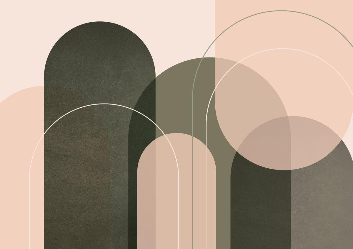 Olive Green Peach Harmony Wall Mural
