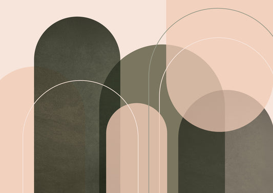 Olive Green Peach Harmony Wall Mural