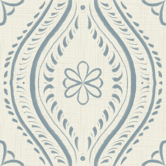 Faded Ogee Damask - Bright - Arona Wallpaper⁠