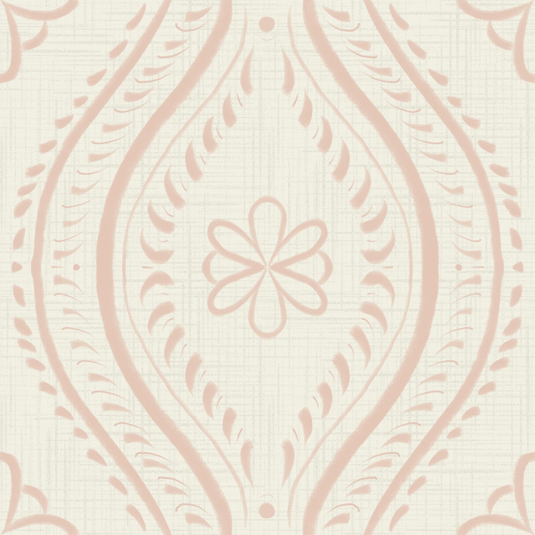 Faded Ogee Damask - Bright - Cream Tan Wallpaper⁠ in your room — zoomed