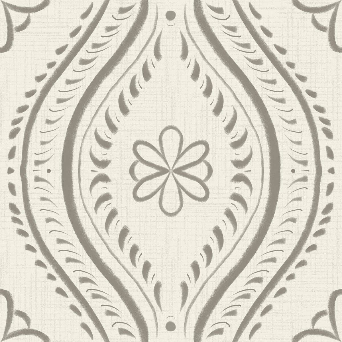 Faded Ogee Damask - Bright - Laurel Oak Wallpaper⁠ in your room — zoomed