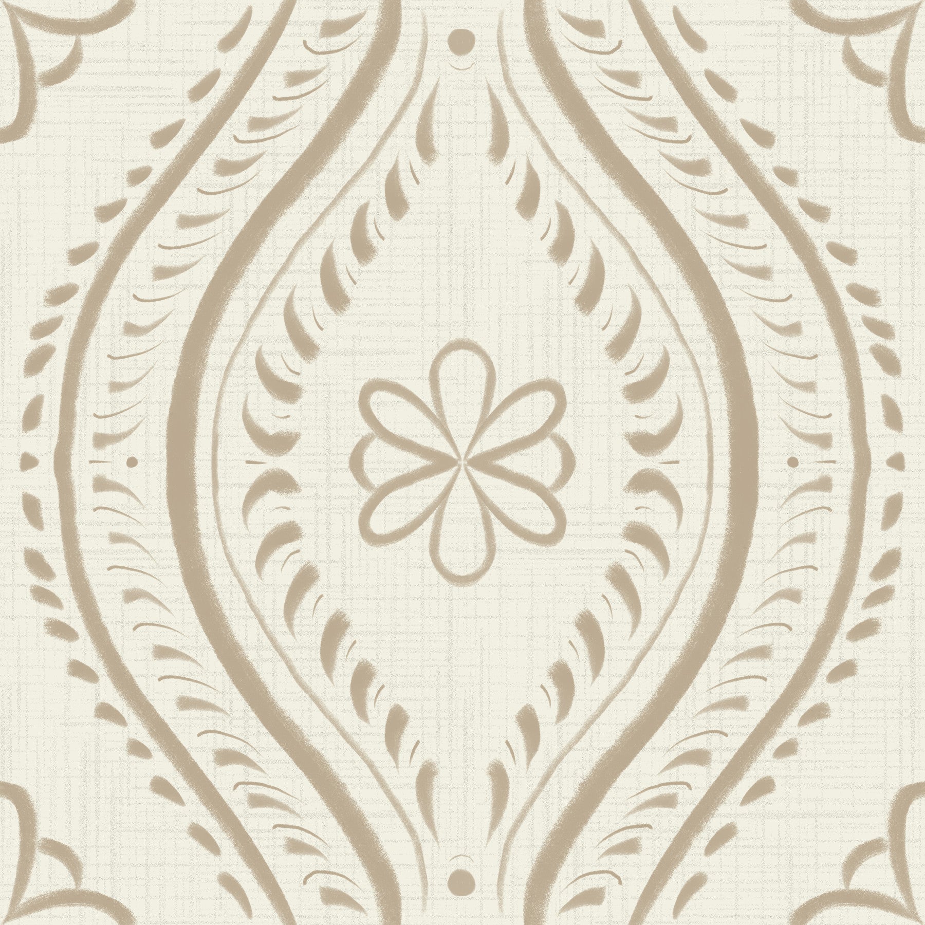 Faded Ogee Damask - Bright - Safari Wallpaper⁠