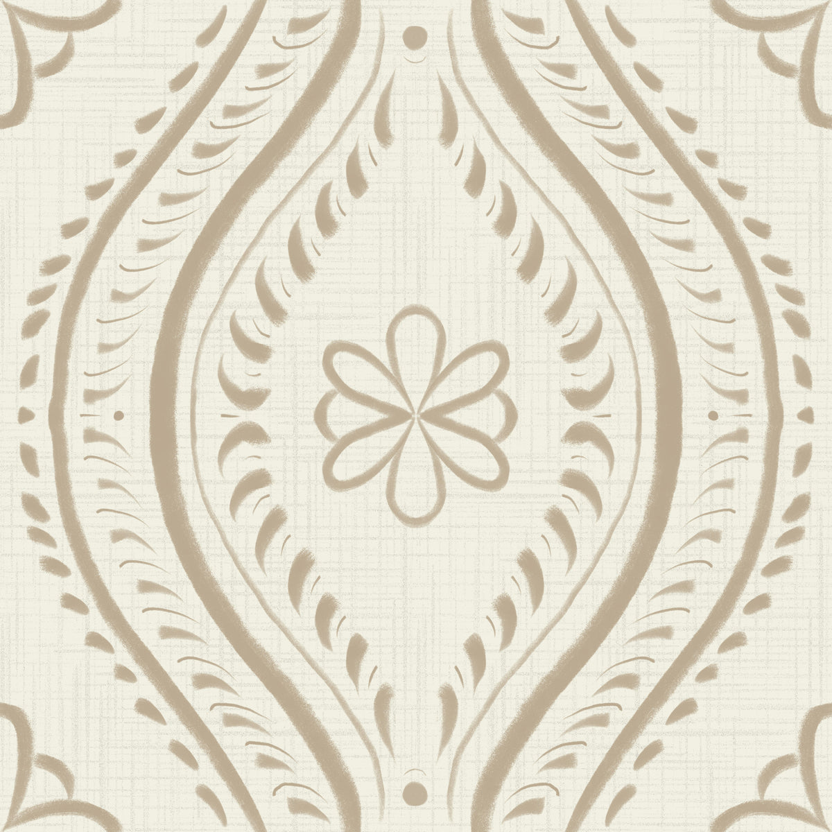 Faded Ogee Damask - Bright - Safari Wallpaper⁠ in your room — zoomed