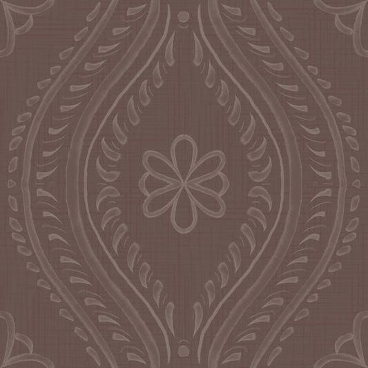 Faded Ogee Damask - Coffee Quartz Wallpaper⁠