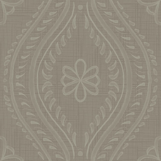 Faded Ogee Damask - Laurel Oak Wallpaper⁠