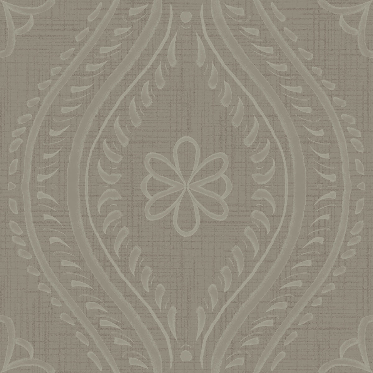 Faded Ogee Damask - Laurel Oak Wallpaper⁠