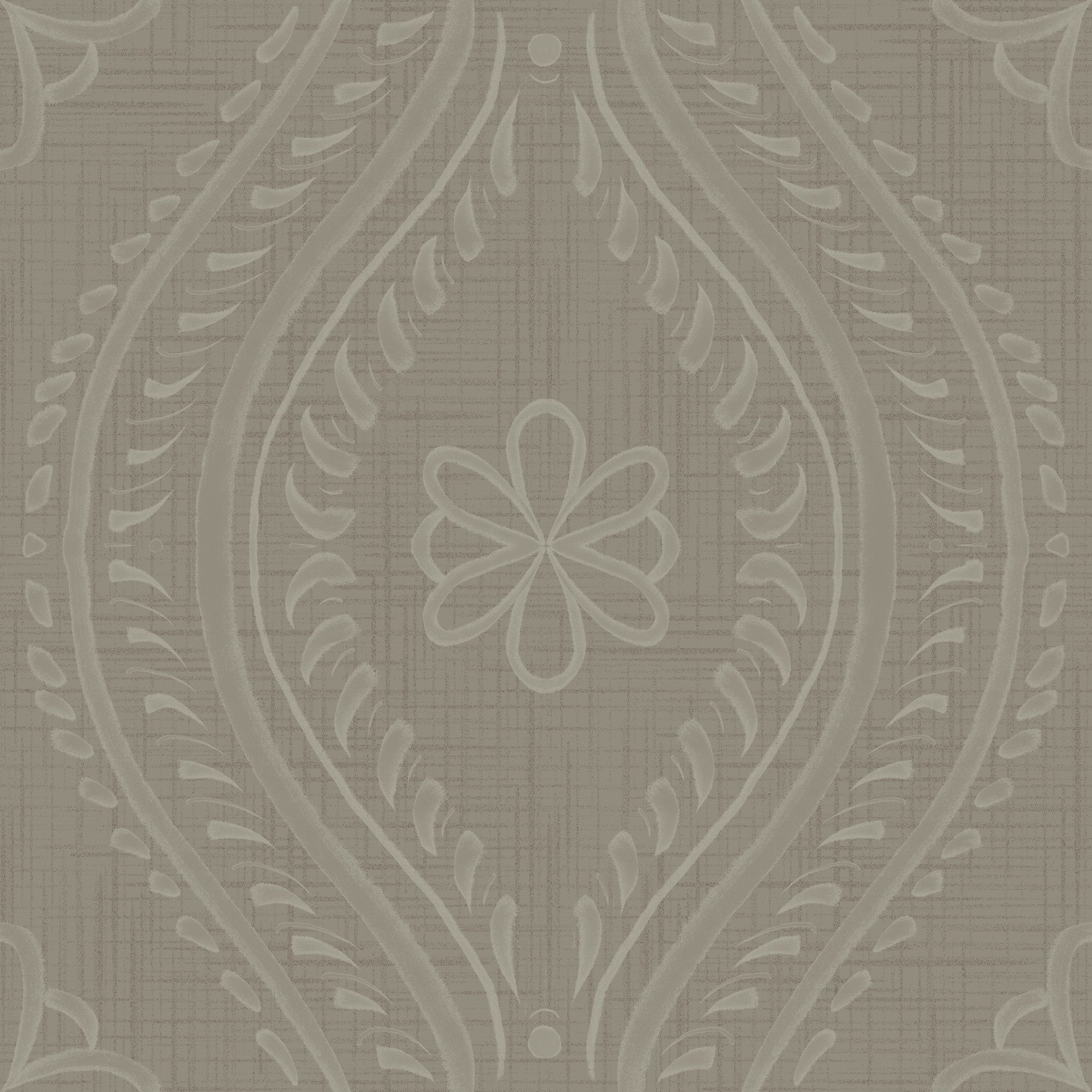 Faded Ogee Damask - Laurel Oak Wallpaper⁠
