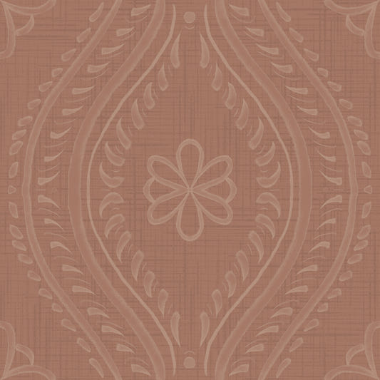 Faded Ogee Damask - Mocha Mousse Wallpaper⁠