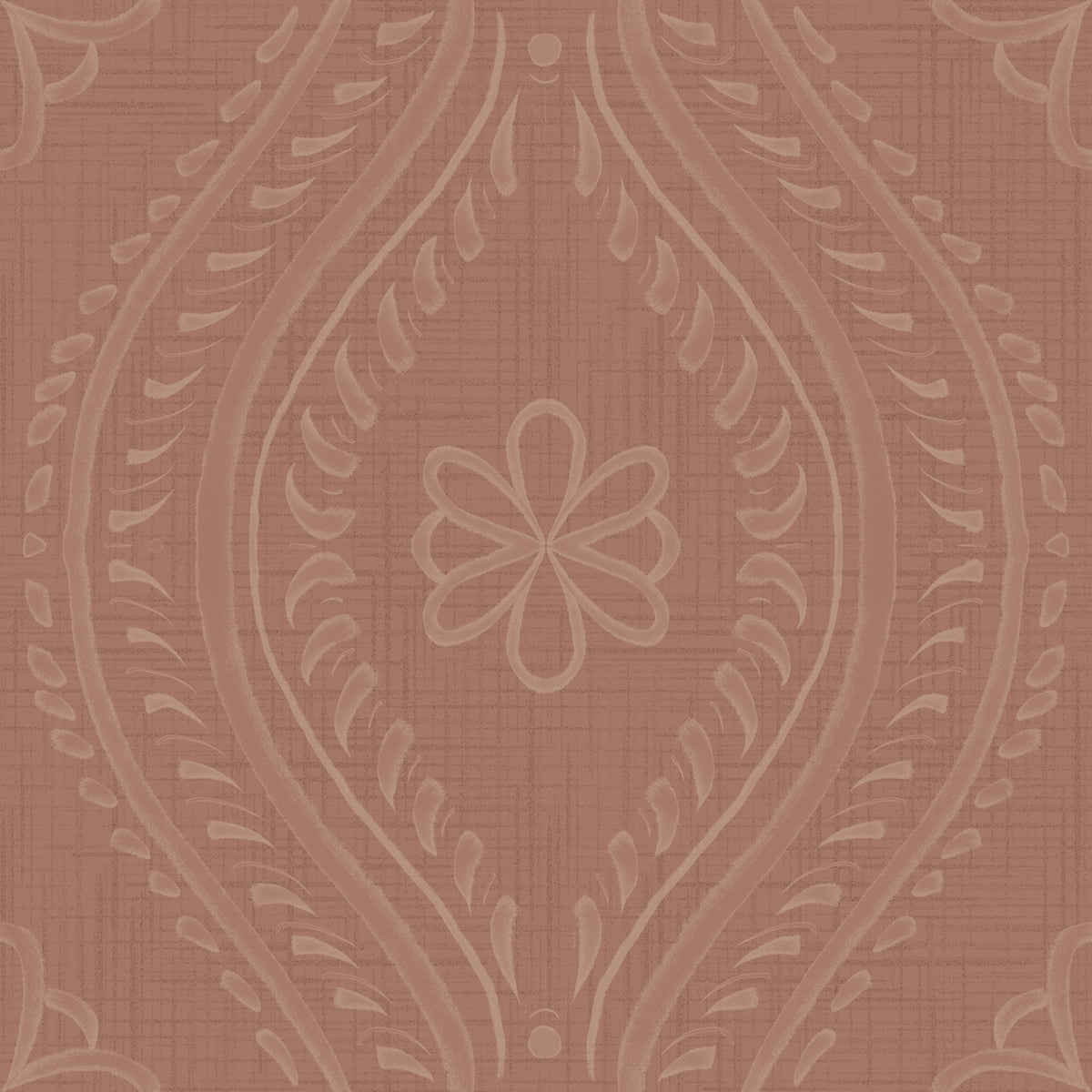 Faded Ogee Damask - Mocha Mousse Wallpaper⁠ in your room — zoomed